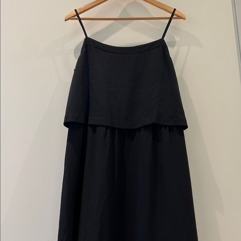 Madewell 100% Silk Large Cami Overlay Midi Dress Black